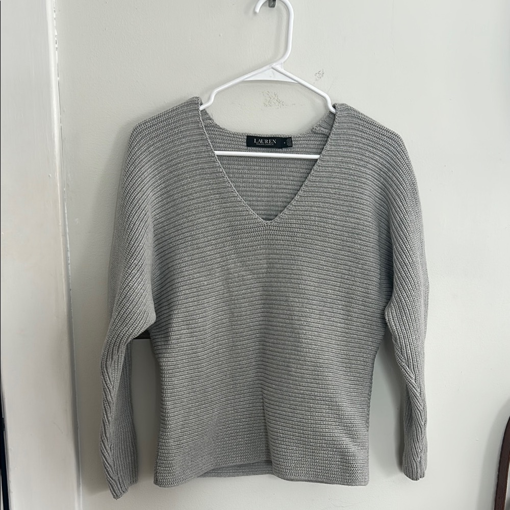 Gray V-Neck Women's Sweater